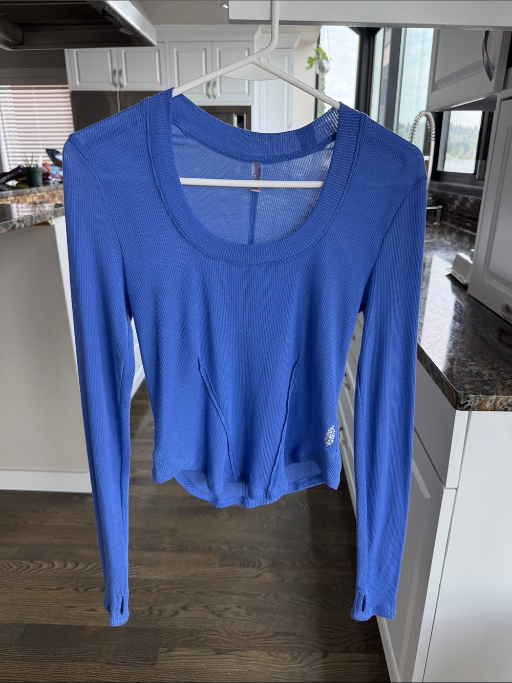FP Movement by Free People Royal Blue Long-Sleeve Scoop Neck Top size small EUC